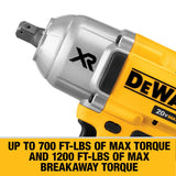 DEWALT XR 20-Volt MAX Variable Speed Brushless 1/2-in Drive Cordless Impact Wrench Kit (1 Battery Included)