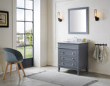 ANZZI Wineck Series 30-in Gray Single Sink Bathroom Vanity with Carrara White Natural Marble Top (Mirror Included)