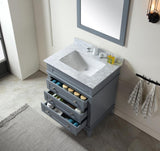 ANZZI Wineck Series 30-in Gray Single Sink Bathroom Vanity with Carrara White Natural Marble Top (Mirror Included)