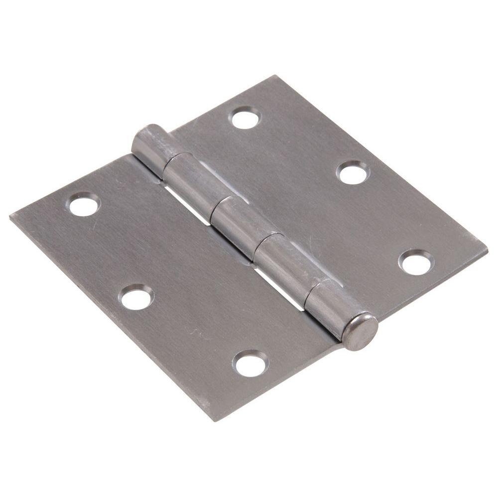 4 in. Brass Residential Door Hinge with Square Corner Removable Pin Full Mortise (9-Pack) - Super Arbor