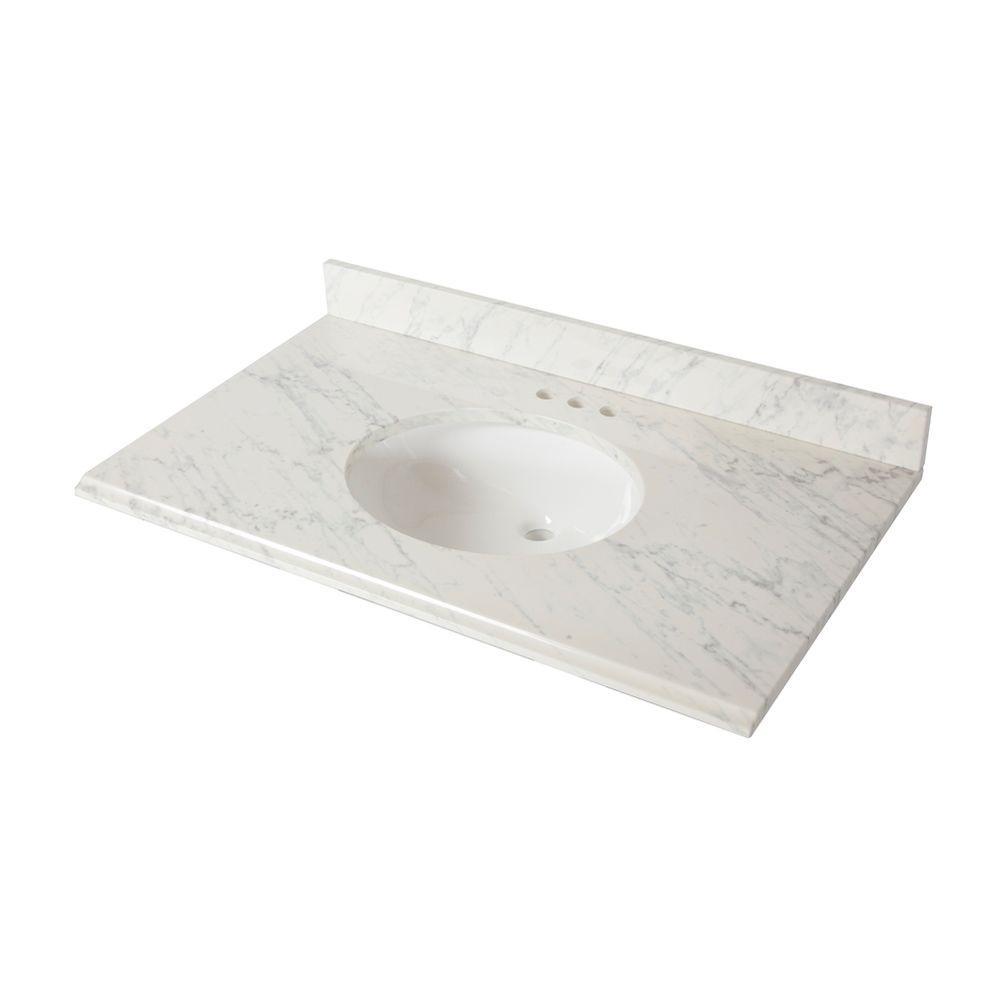 31 in. x 22 in. Stone Effects Vanity Top in Cascade with White Sink - Super Arbor