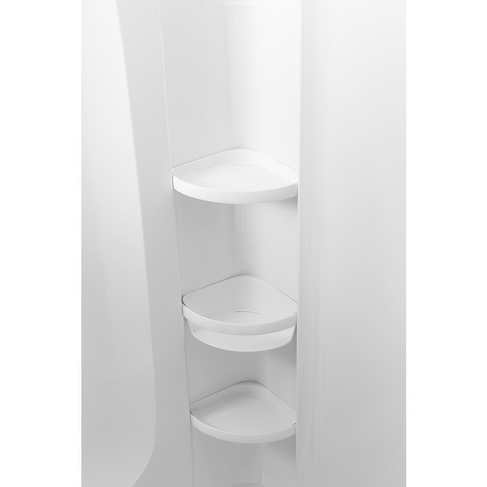 STORE+ 60 in. x 34 in. Single Threshold Center Drain Shower Base with Shower Walls and 12-Piece Accessory Kit in White - Super Arbor