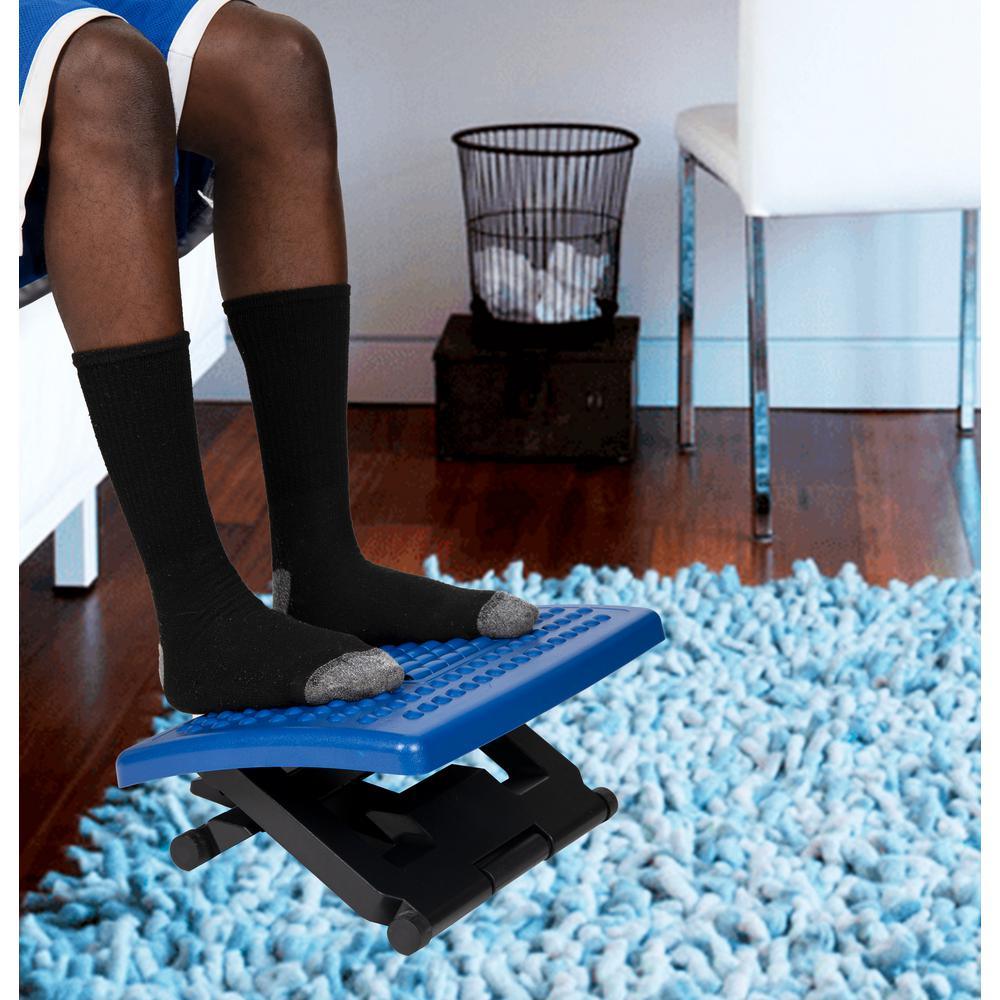 Blue Adjustable Height Ergonomic Foot Rest with Massage Rollers - Super Arbor