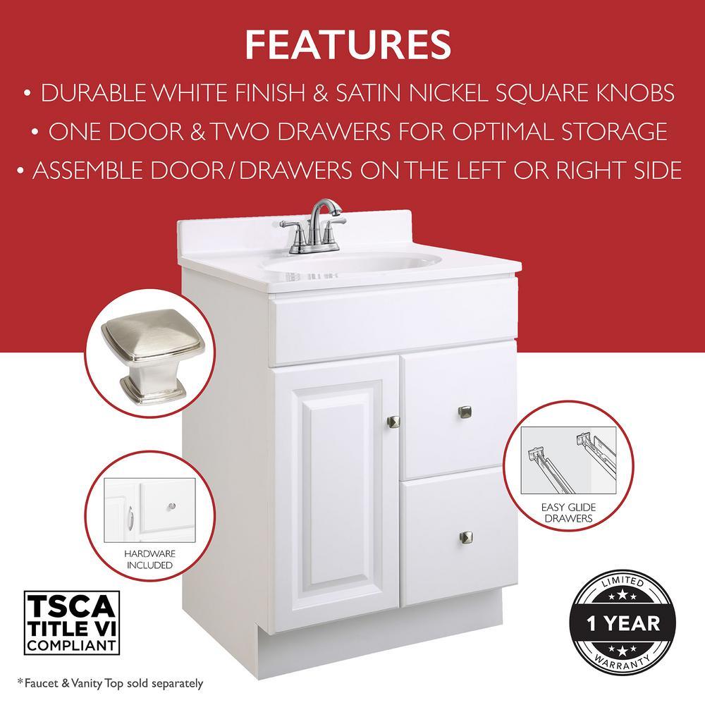Wyndham 24 in. W x 18 in. D Unassembled Bath Vanity Cabinet Only in White Semi-Gloss