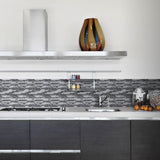 Jeffrey Court Waves of Grey 11.50 in. x 11.875 in. x 9 mm Interlocking Glossy Glass/Metal Mosaic Tile
