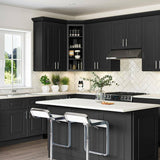 Home Decorators Collection Grayson 18 in. W x 24 in. D x 84 in. H Assembled Plywood Pantry Kitchen Cabinet in Deep Onyx with Soft Close RH
