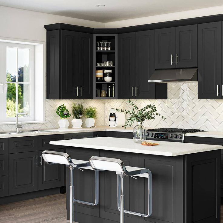 Home Decorators Collection Grayson 27 in. W x 24 in. D x 34.5 in. H Assembled Plywood Sink Base Kitchen Cabinet in Deep Onyx with Soft Close
