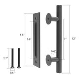 12 in. Black Ladder Pull and Flush Sliding Barn Door Handle Set (2-Pack) - Super Arbor