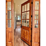 72 in. x 96 in. Craftsman Knotty Alder 9-Lite Clear Glass Unfinished Wood Right Active Inswing Double Prehung Front Door