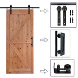 60 in. x 84 in. Assembled Bi-Parting Rustic Unfinished Hardwood Interior Sliding Barn Door Slab with Hardware Kit - Super Arbor