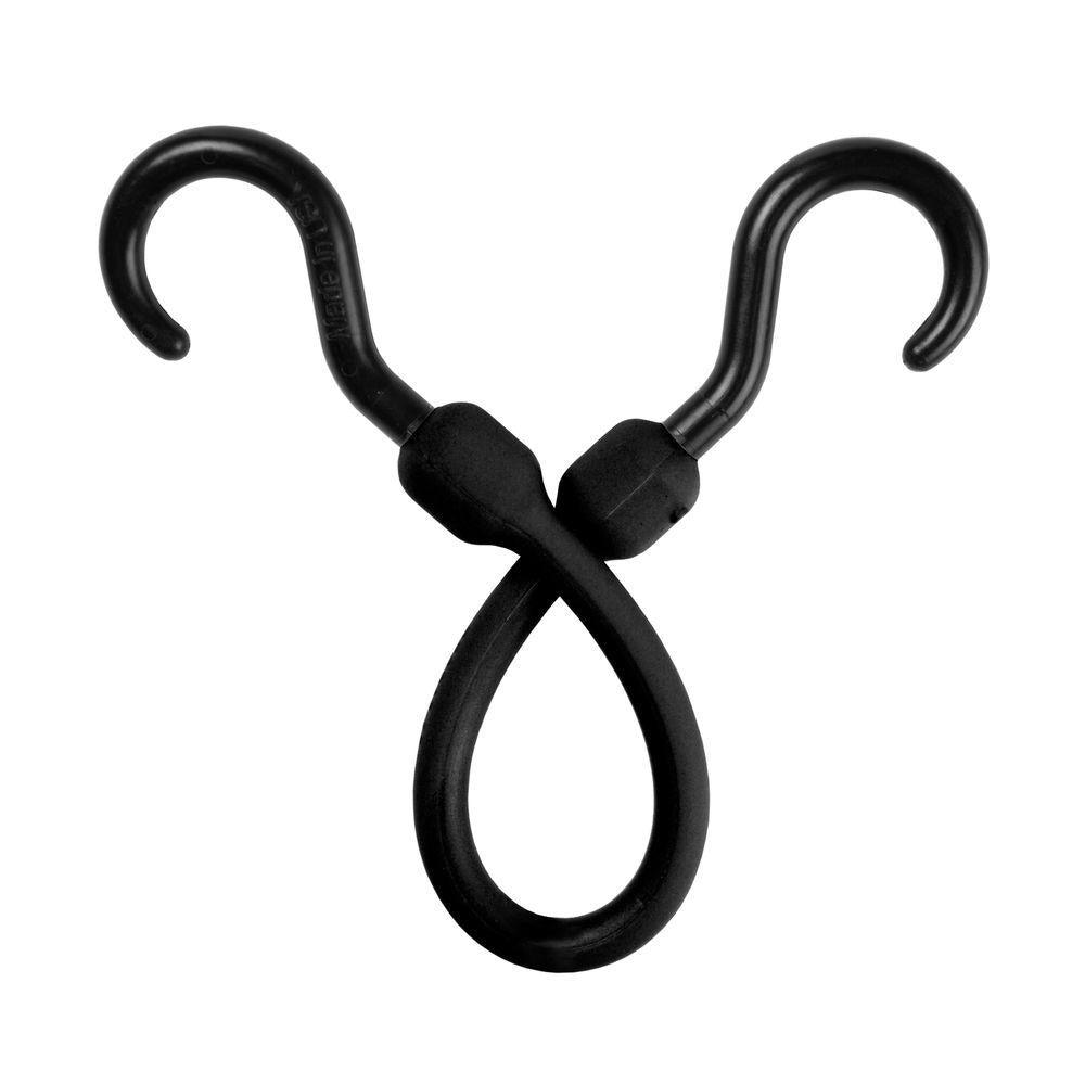12 in. Polyurethane Bungee Cord with Molded Nylon Hooks in Black - Super Arbor