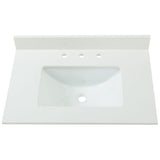 31 in. W x 19 in. D Marble Vanity Top in Carrara with White Trough Sink - Super Arbor