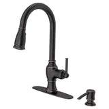 Marchand Single Handle Pull-Down Sprayer Kitchen Faucet in Legacy Bronze - Super Arbor