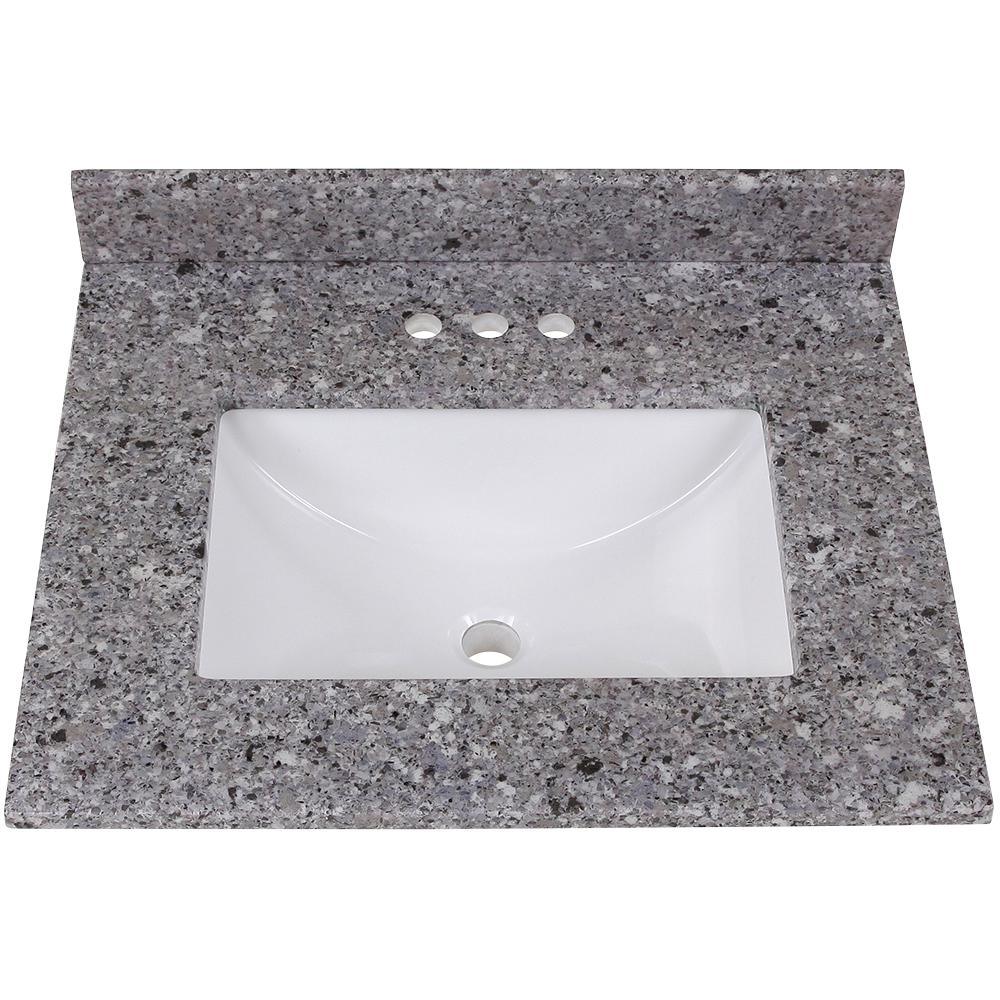 37 in. W x 22 in. D Stone Effects Vanity Top in Cold Fusion with White Sink - Super Arbor