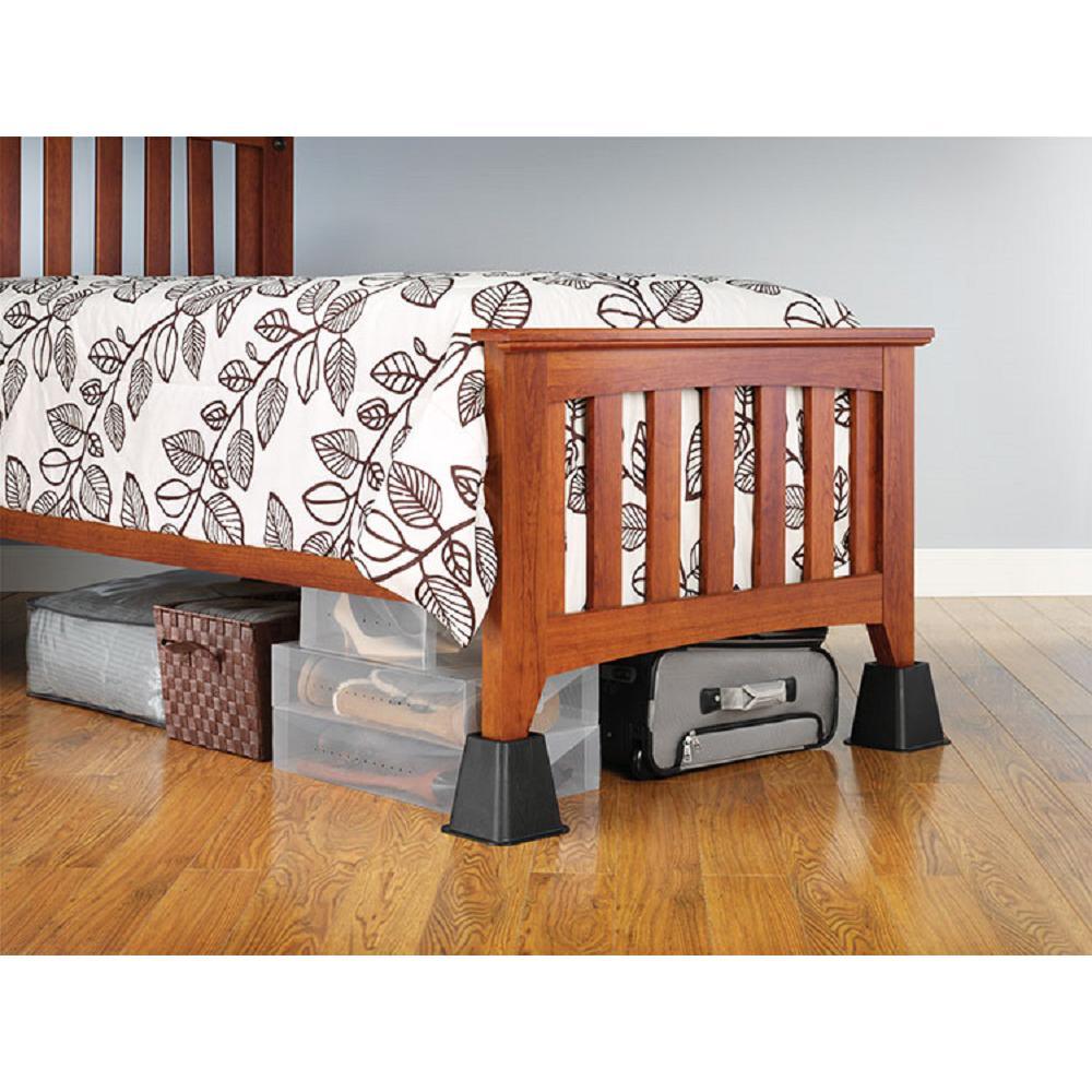 Black Plastic Bed Risers(Set of 4) - Super Arbor