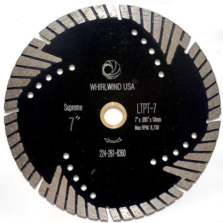 Whirlwind USA 7 in. Turbo 8-Teeth Segmented Diamond Saw Blade Granite Marble Concrete Cutting