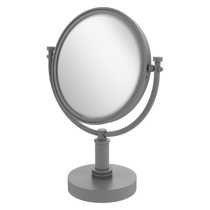 Allied Brass 8-in x 15-in Matte Gray Double-Sided Magnifying Countertop Vanity Mirror