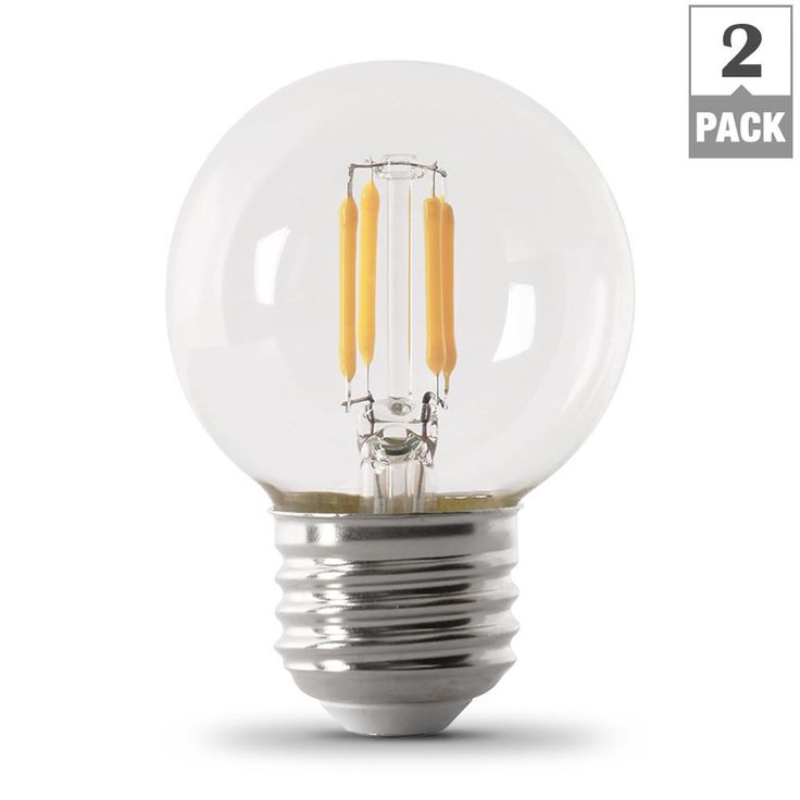 Feit Electric 60-Watt Equivalent G16.5 Medium Dimmable Filament ENERGY STAR Clear Glass LED Light Bulb, Soft White (2-Pack)