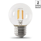 Feit Electric 60-Watt Equivalent G16.5 Medium Dimmable Filament ENERGY STAR Clear Glass LED Light Bulb, Soft White (2-Pack)