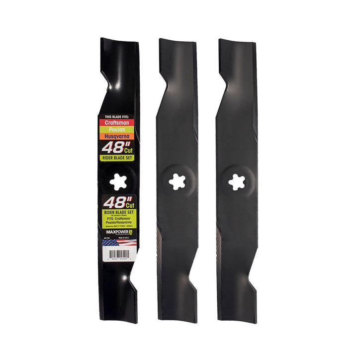 MaxPower 48 in. High-Lift Mower Blade Set for Riding Mowers, 3-Pack