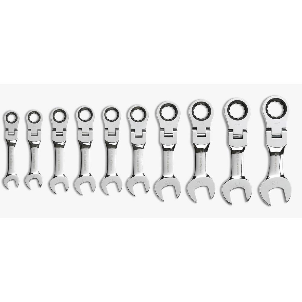 Metric Stubby Flex Ratcheting Wrench Set (10-Piece) - Super Arbor