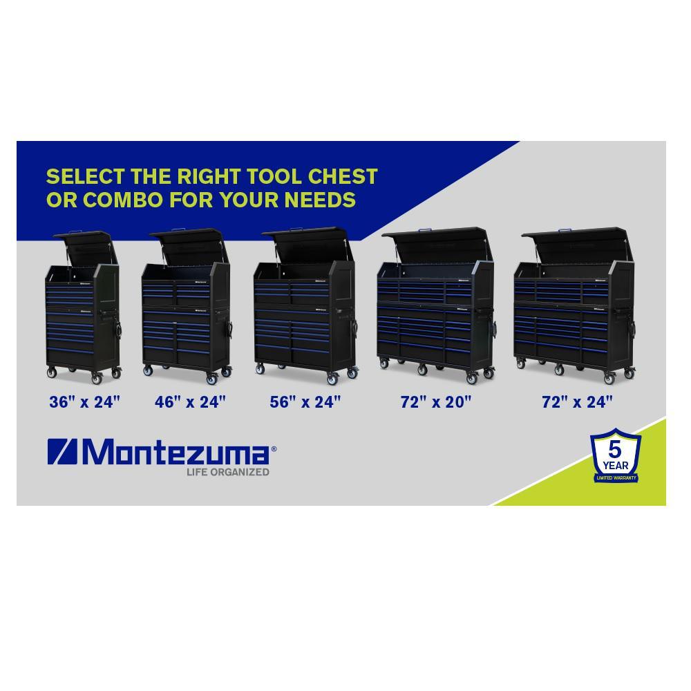 72 in. x 24 in. 16-Drawer Roller Cabinet Tool Chest with Power and USB Outlets in Black and Blue - Super Arbor