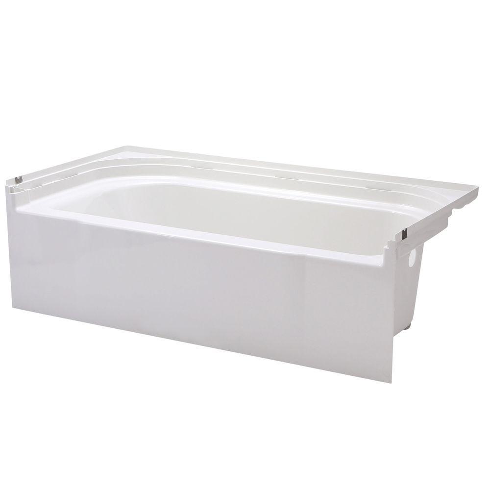 Accord 5 ft. Left Drain Rectangular Alcove Soaking Tub in White - Super Arbor