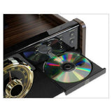 6-in-1 Wood Bluetooth Mid Century Record Player with 3-Speed Turntable, CD, Cassette Player and Radio - Super Arbor