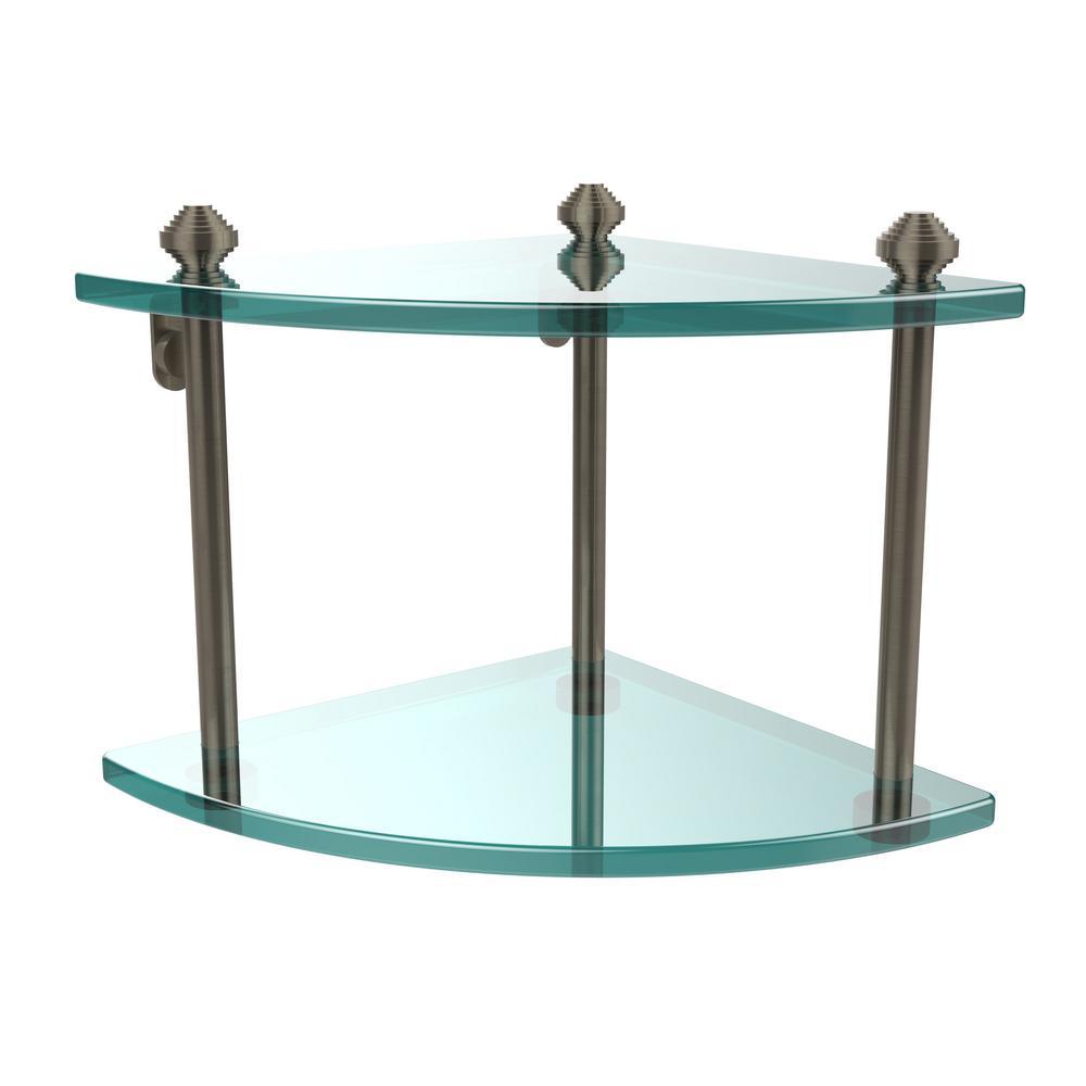 Southbeach Collection 8 in. 2-Tier Corner Glass Shelf in Oil Rubbed Bronze - Super Arbor