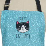 Crazy Cat Blue Cotton Chef Apron