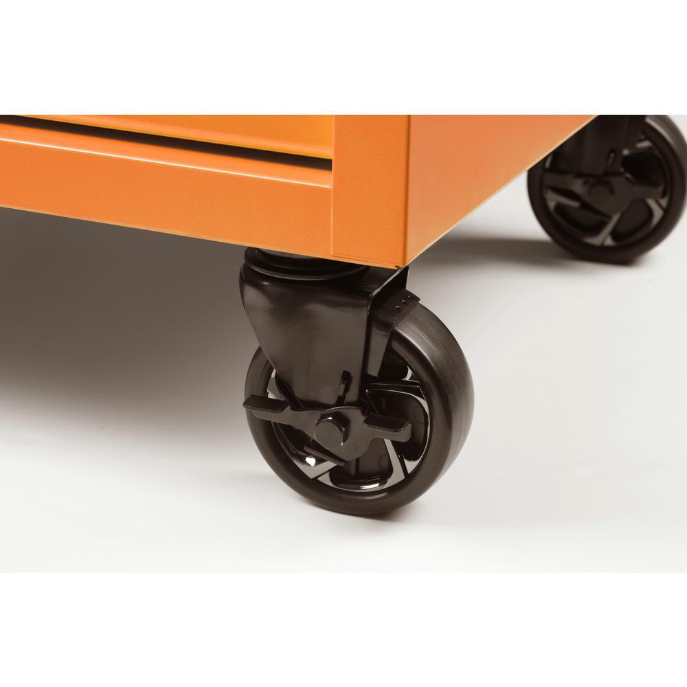 46 in. W x 24.5 in. D 9-Drawer Tool Chest Mobile Workbench with Solid Wood Top in Orange - Super Arbor