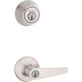 Kwikset Delta Satin Chrome Single-Cylinder Deadbolt Universal Keyed Entry Door Handle Combo Pack (1 Handle and 1 Deadbolt)