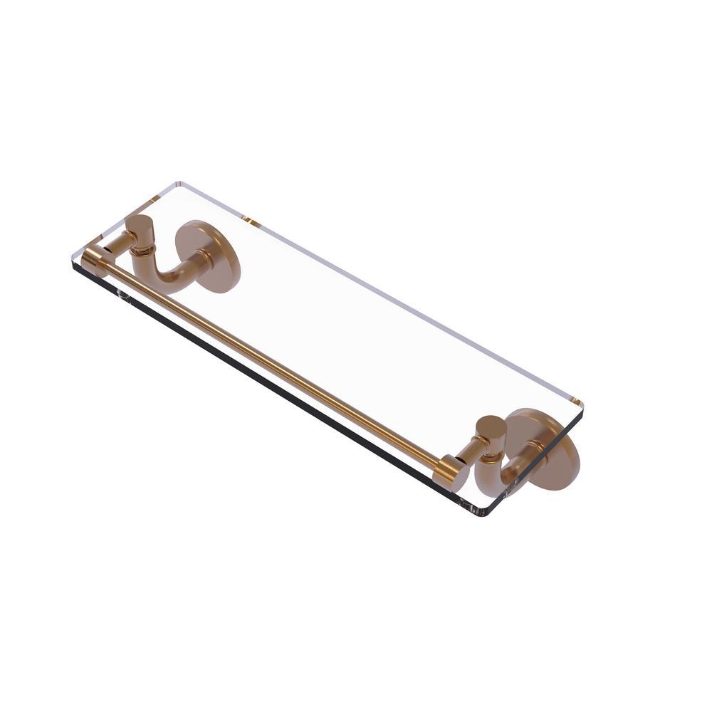 Remi Collection 16 in. Glass Vanity Shelf with Gallery Rail in Satin Nickel - Super Arbor