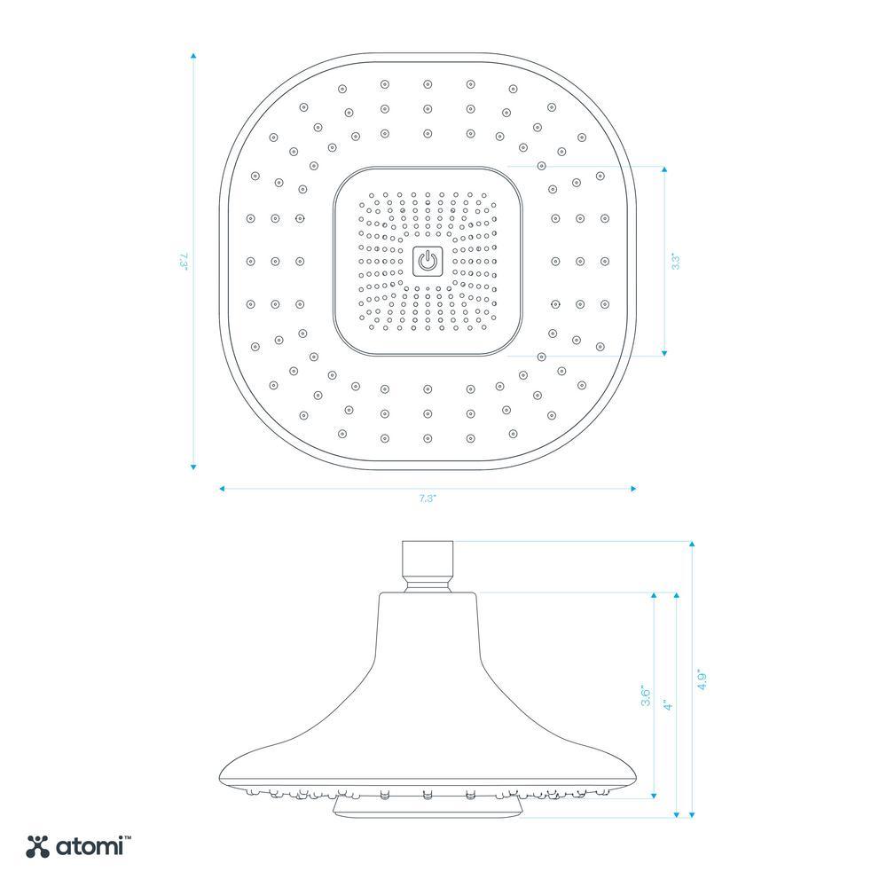 7.3 in. 1-Spray Bluetooth Wall Mounted Shower Head with Detachable Rechargeable Wireless Speaker in Polished Chrome - Super Arbor