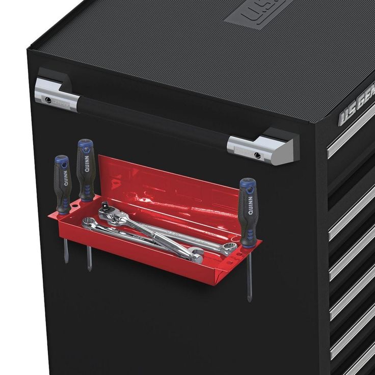 U.S. GENERAL Magnetic Tray with Screwdriver Holder, Red