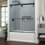 Lyndall 60 x 59-1/4 in. Frameless Mod Soft-Close Sliding Bathtub Door in Nickel with 3/8 in. (10mm) Clear Glass - Super Arbor
