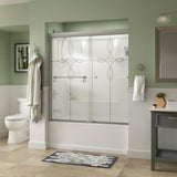 Portman 60 in. x 58-1/8 in. Semi-Frameless Traditional Sliding Bathtub Door in Bronze with Rain Glass - Super Arbor