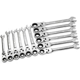 Flex-Head SAE and MM Ratcheting Combination Wrench Set (12-Piece) - Super Arbor