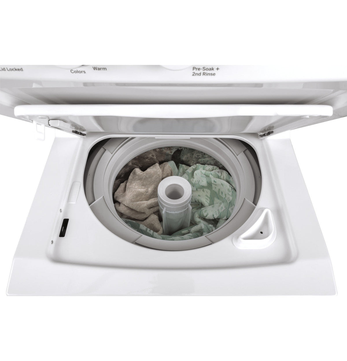 GE Electric Stacked Laundry Center with 2.3-cu ft Washer and 4.4-cu ft Dryer, White, 23.75-in W
