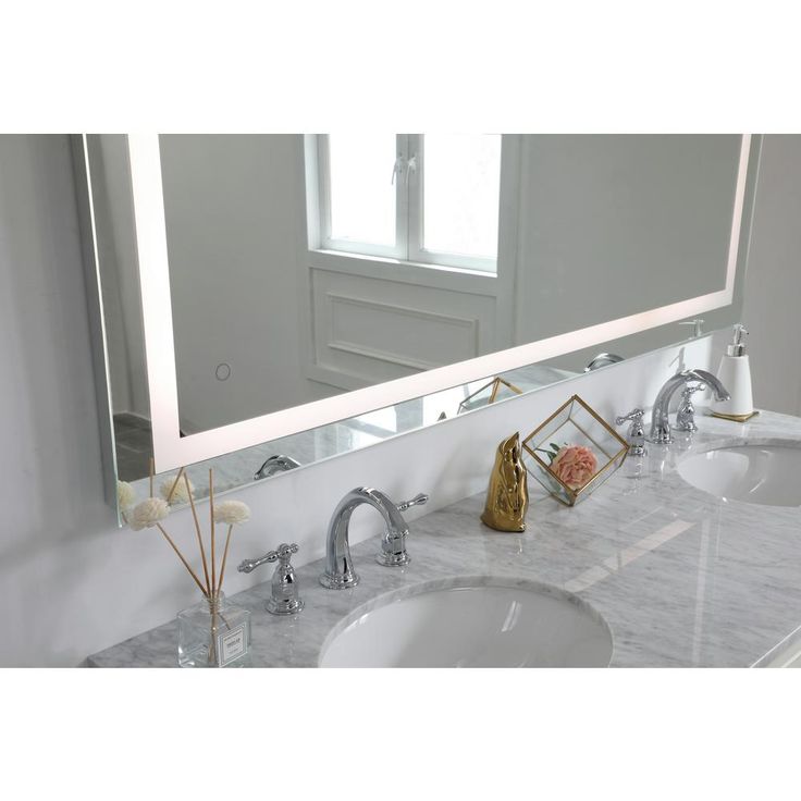Timeless Home 36 in. H x 60 in. W Single Contemporary Rectangular Aluminum Lighted LED Mirror in Silver(Color Changing)