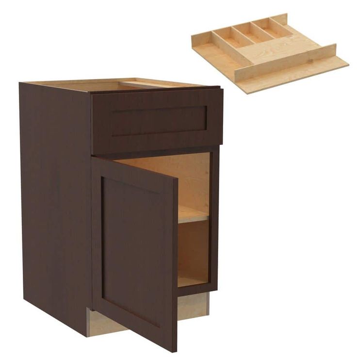 Home Decorators Collection Newport 15 in. W x 24 in. D x 34.5 in. H Assembled Plywood Base Kitchen Cabinet in Manganite with Cutlery Soft Close LH
