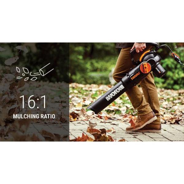 Worx TRIVAC 2.0 70 MPH 600 CFM Electric 12 Amp 3-in-1 Blower, Mulcher, Yard and Lawn Vacuum with Metal Impeller - Super Arbor
