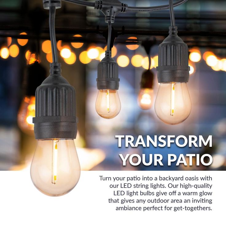 Outdoor/Indoor 48 ft. Corded Patio LED String Lights with 15 Sockets and 16 1-Watt S14 Filament Bulbs for Porch or Cafe