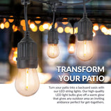 Outdoor/Indoor 48 ft. Corded Patio LED String Lights with 15 Sockets and 16 1-Watt S14 Filament Bulbs for Porch or Cafe