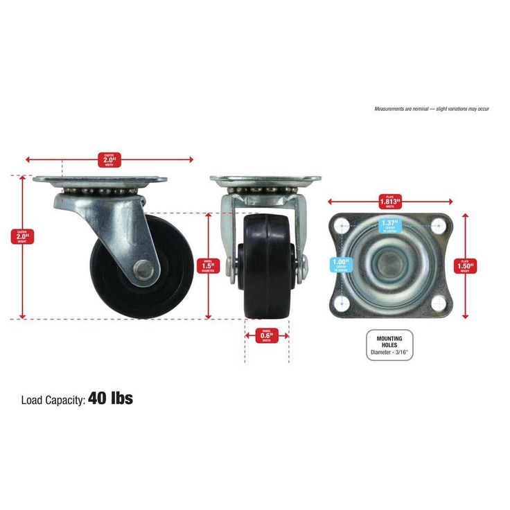 1-1/2 in. Soft Rubber Swivel Plate Caster with 40 lb. Load Rating