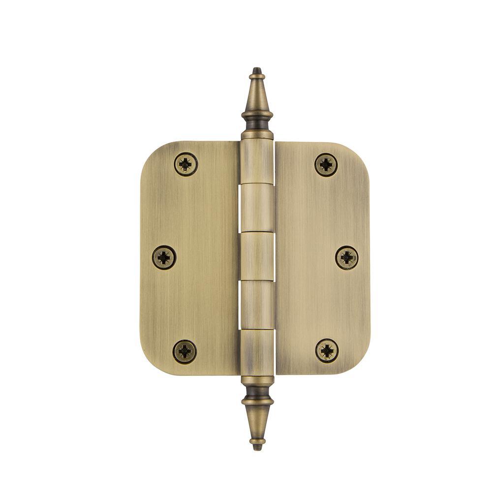 3.5 in. Polished Brass Steeple Tip Residential Hinge with 5/8 in. Radius Corners - Super Arbor