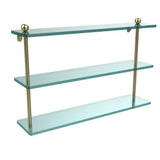 22 in. L  x 15 in. H  x 5 in. W 3-Tier Clear Glass Bathroom Shelf in Satin Nickel - Super Arbor