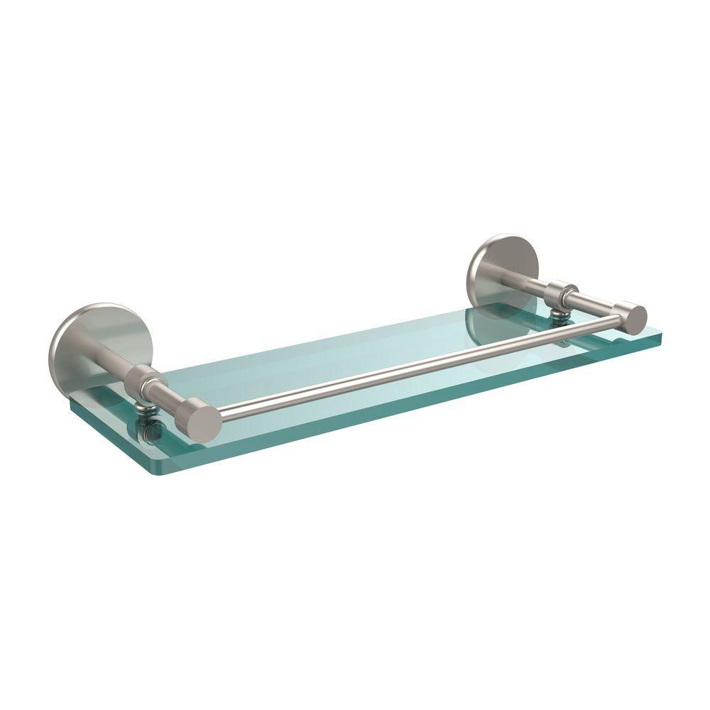 16 in. L x 3 in. H x 5 in. W Clear Glass Bathroom Shelf with Gallery Rail in Oil Rubbed Bronze - Super Arbor