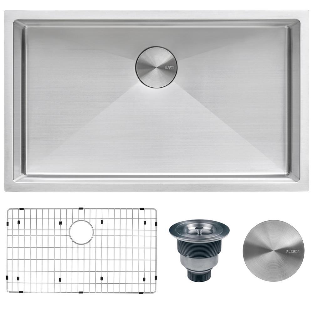Undermount Stainless Steel 32 in. Single Bowl Kitchen Sink 16-Gauge - Super Arbor