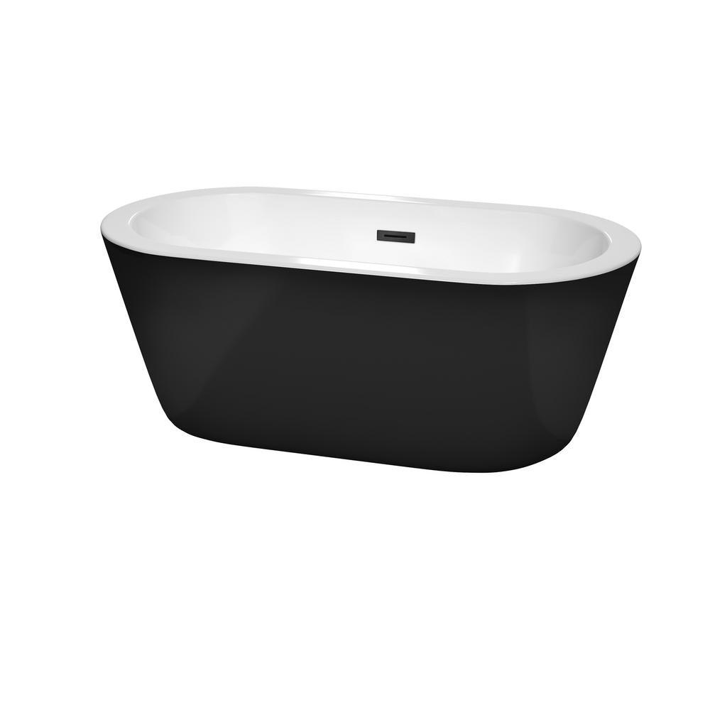 Mermaid 71 in. Acrylic Flatbottom Center Drain Soaking Tub in White - Super Arbor